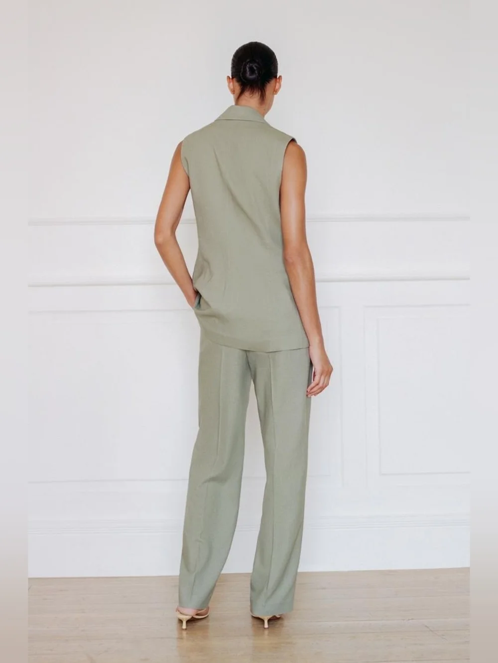 LINEN LONG VEST WITH STRAIGHT LEG LINEN PANTS SIZE XS/S - Picture 3 of 13